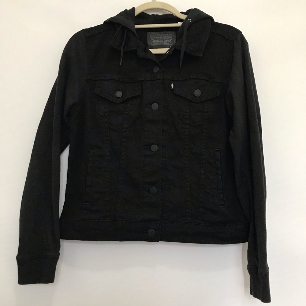 Black Hooded Women's Jacket - Levi's Size M
